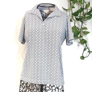 **SOLD** Diamond Pattern White Golf Stretch Polo